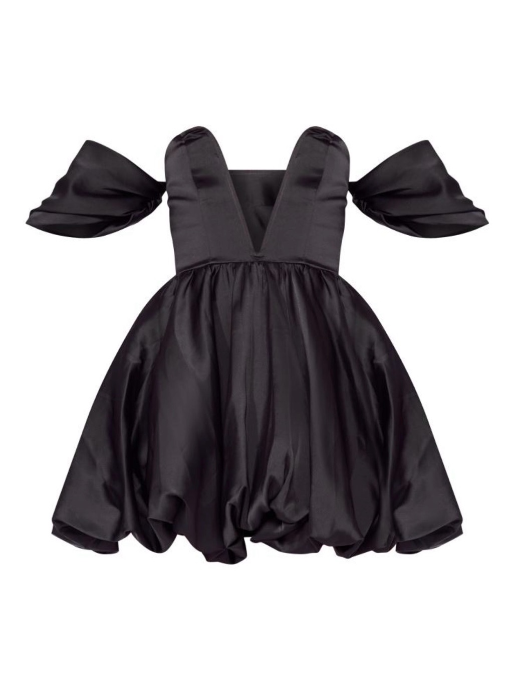 Prettylittlething Black Satin Bubble Mini Dress